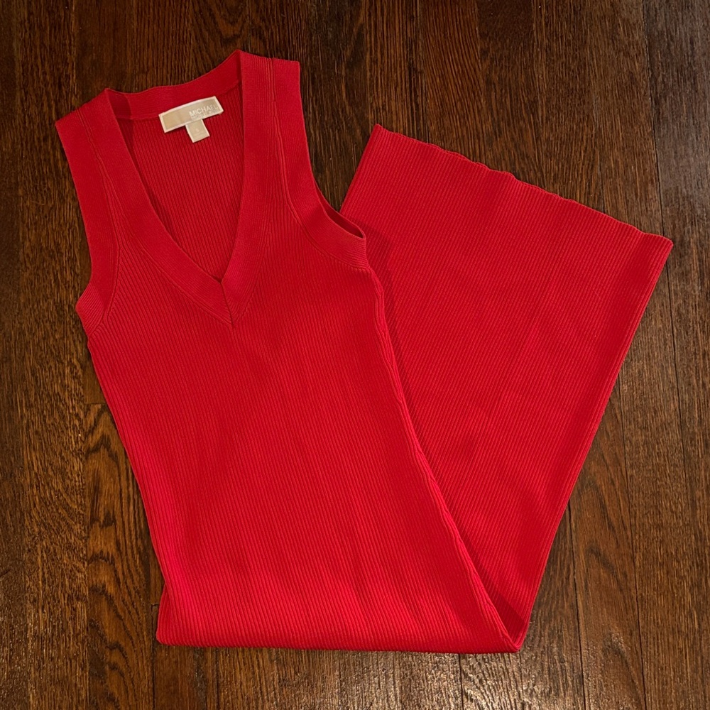 Michael Kors Red Ribbed Dress